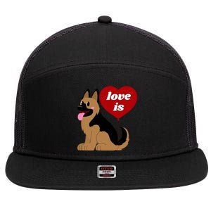 Love Is My Dog German Shepherd Dogs Lover 7 Panel Mesh Trucker Snapback Hat