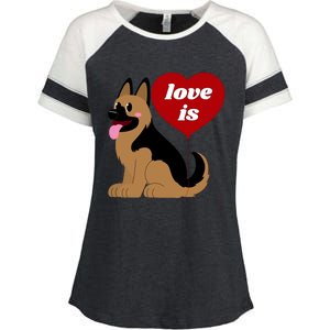 Love Is My Dog German Shepherd Dogs Lover Enza Ladies Jersey Colorblock Tee