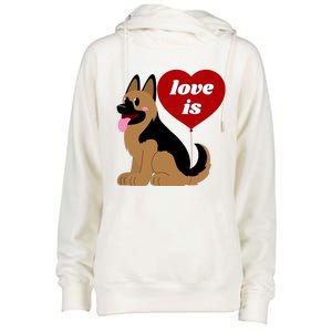 Love Is My Dog German Shepherd Dogs Lover Womens Funnel Neck Pullover Hood