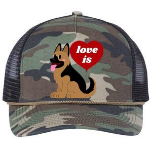 Love Is My Dog German Shepherd Dogs Lover Retro Rope Trucker Hat Cap