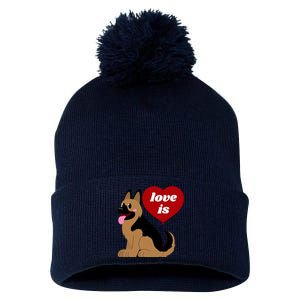 Love Is My Dog German Shepherd Dogs Lover Pom Pom 12in Knit Beanie