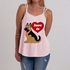 Love Is My Dog German Shepherd Dogs Lover Women's Strappy Tank