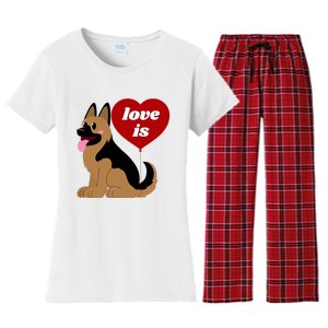 Love Is My Dog German Shepherd Dogs Lover Women's Flannel Pajama Set