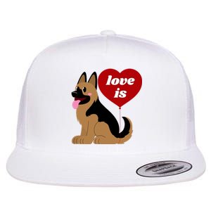 Love Is My Dog German Shepherd Dogs Lover Flat Bill Trucker Hat