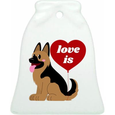 Love Is My Dog German Shepherd Dogs Lover Ceramic Bell Ornament