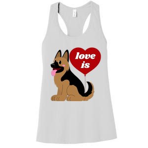 Love Is My Dog German Shepherd Dogs Lover Women's Racerback Tank