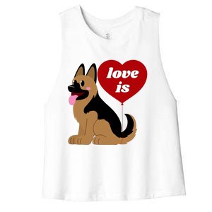 Love Is My Dog German Shepherd Dogs Lover Women's Racerback Cropped Tank