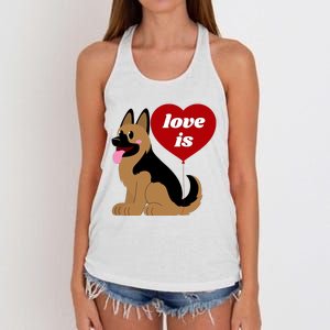 Love Is My Dog German Shepherd Dogs Lover Women's Knotted Racerback Tank