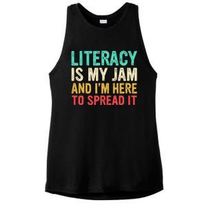 Literacy Is My Jam And IM Here To Spread It Ladies PosiCharge Tri-Blend Wicking Tank