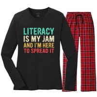 Literacy Is My Jam And IM Here To Spread It Women's Long Sleeve Flannel Pajama Set 