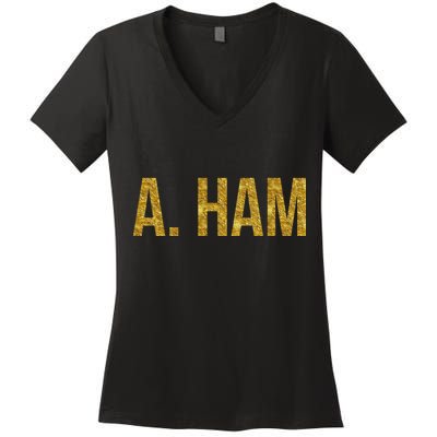 Limited Edition A. Ham Gold Foil Print Women's V-Neck T-Shirt