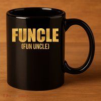 Limited Edition FUNCLE Fun Uncle Gold Print 11oz C Handle Ceramic Mug