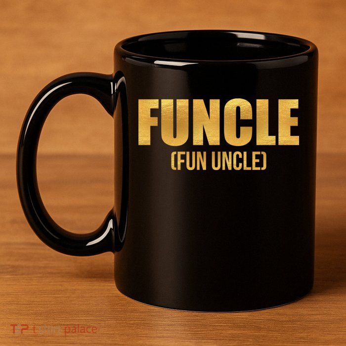 Limited Edition FUNCLE Fun Uncle Gold Print 11oz C Handle Ceramic Mug