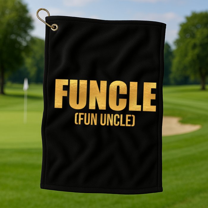 Limited Edition FUNCLE Fun Uncle Gold Print Golf Towel