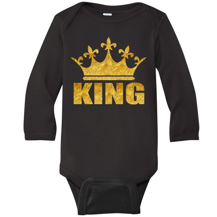 Limited Edition King Gold Print Baby Long Sleeve Bodysuit