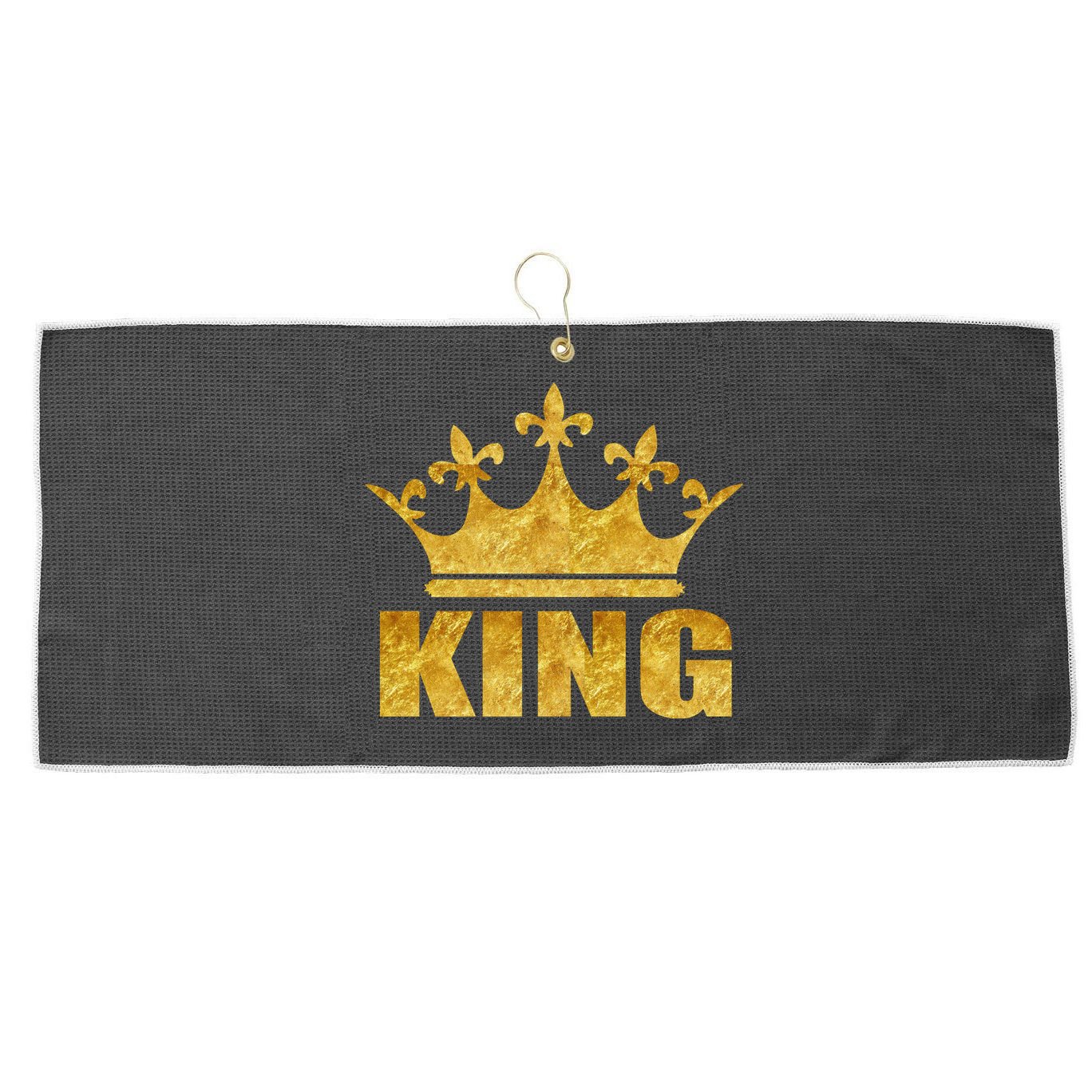 Limited Edition King Gold Print Large Microfiber Waffle Golf Towel