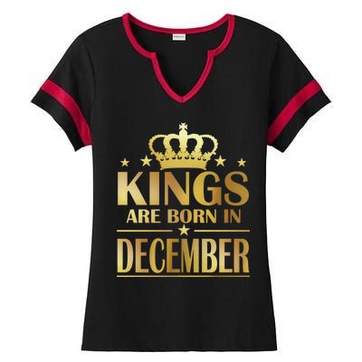 Limited Edition Kings Are Born in December Gold Print Ladies Halftime Notch Neck Tee