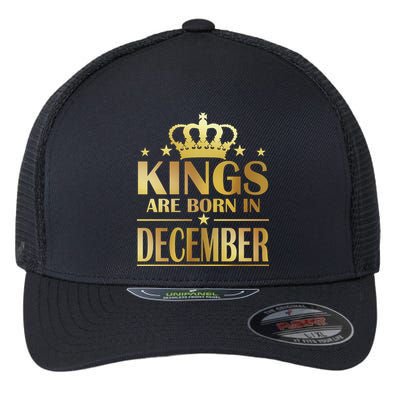 Limited Edition Kings Are Born in December Gold Print Flexfit Unipanel Trucker Cap