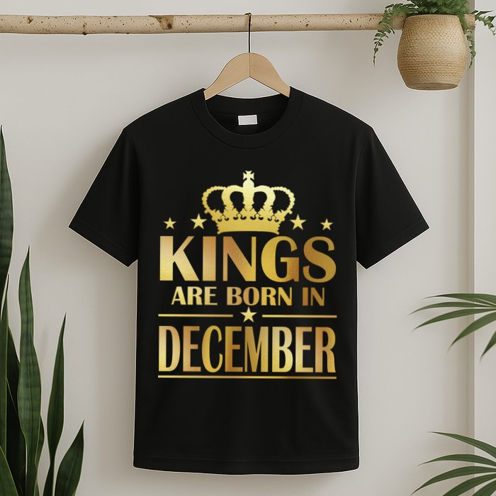 Limited Edition Kings Are Born in December Gold Print T-Shirt