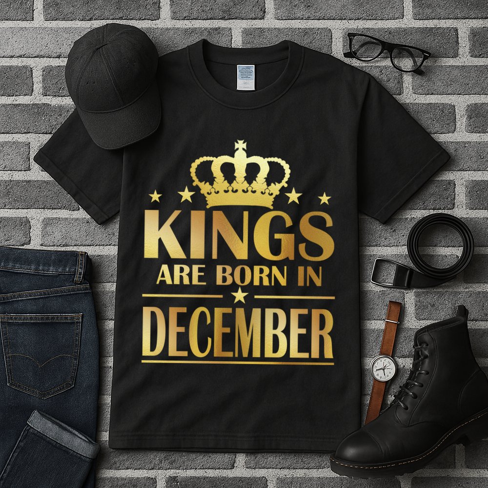 Limited Edition Kings Are Born in December Gold Print Tall T-Shirt