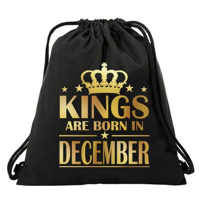 Limited Edition Kings Are Born in December Gold Print Drawstring Bag