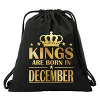 Limited Edition Kings Are Born in December Gold Print Drawstring Bag