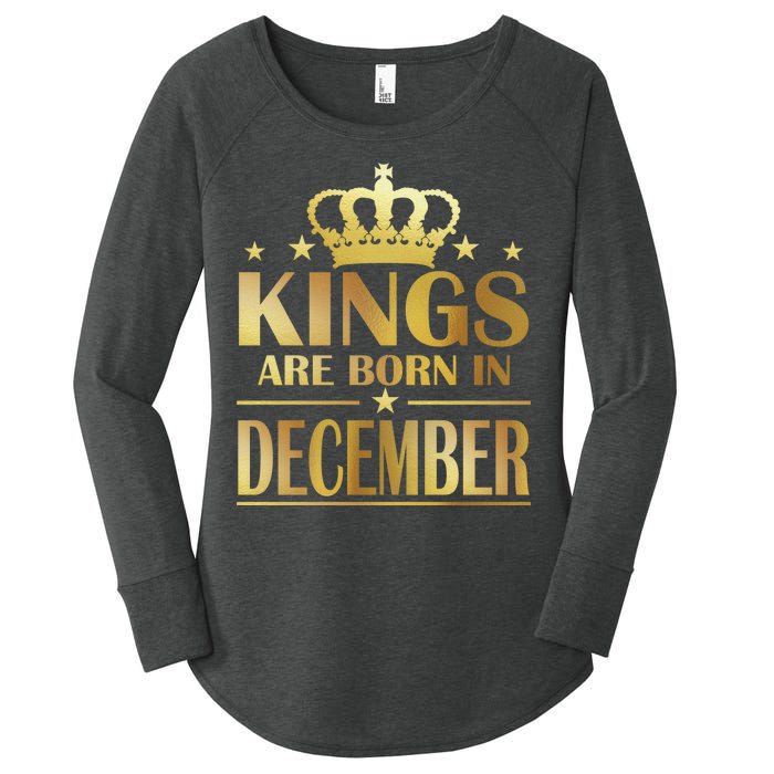 Limited Edition Kings Are Born in December Gold Print Women's Perfect Tri Tunic Long Sleeve Shirt