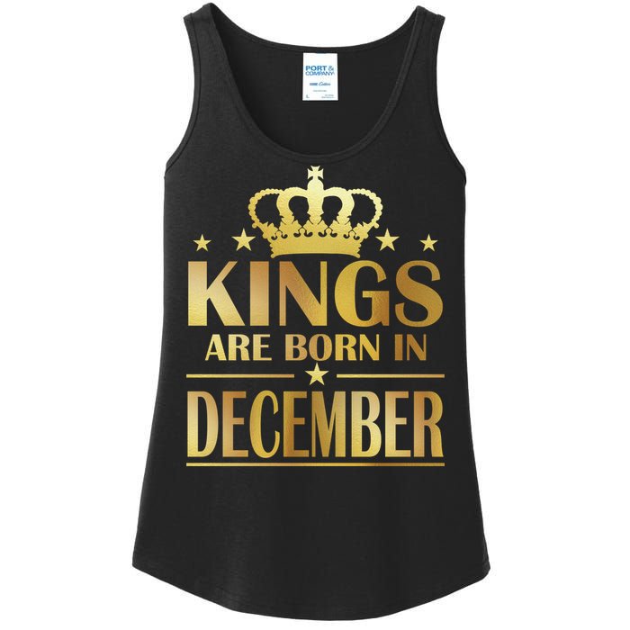 Limited Edition Kings Are Born in December Gold Print Ladies Essential Tank