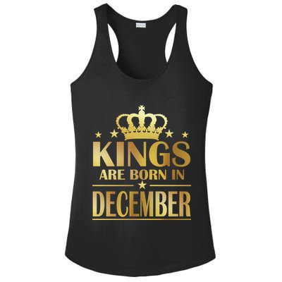 Limited Edition Kings Are Born in December Gold Print Ladies PosiCharge Competitor Racerback Tank