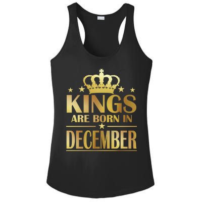 Limited Edition Kings Are Born in December Gold Print Ladies PosiCharge Competitor Racerback Tank