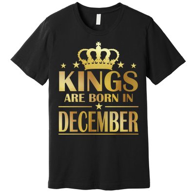 Limited Edition Kings Are Born in December Gold Print Premium T-Shirt