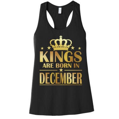 Limited Edition Kings Are Born in December Gold Print Women's Racerback Tank