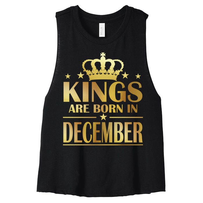 Limited Edition Kings Are Born in December Gold Print Women's Racerback Cropped Tank