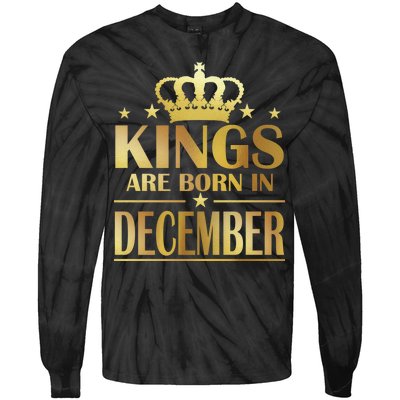 Limited Edition Kings Are Born in December Gold Print Tie-Dye Long Sleeve Shirt