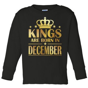 Limited Edition Kings Are Born in December Gold Print Toddler Long Sleeve Shirt