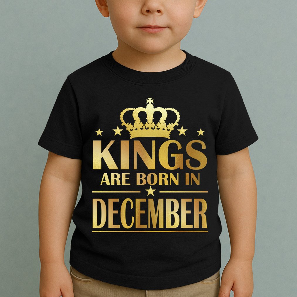 Limited Edition Kings Are Born in December Gold Print Toddler T-Shirt