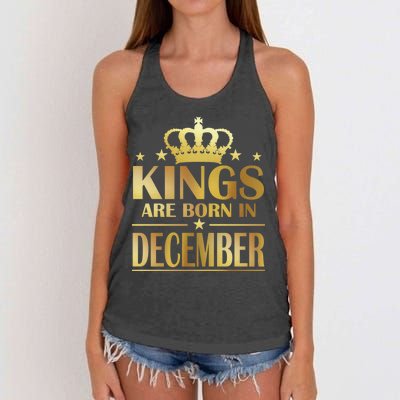 Limited Edition Kings Are Born in December Gold Print Women's Knotted Racerback Tank