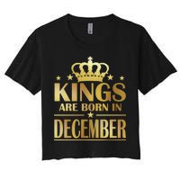 Limited Edition Kings Are Born in December Gold Print Women's Crop Top Tee