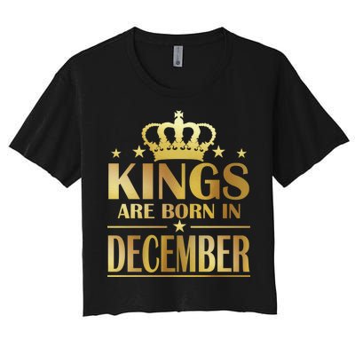 Limited Edition Kings Are Born in December Gold Print Women's Crop Top Tee