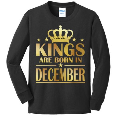 Limited Edition Kings Are Born in December Gold Print Kids Long Sleeve Shirt