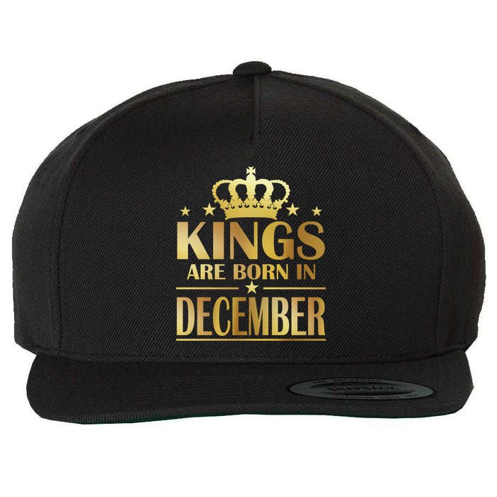 Limited Edition Kings Are Born in December Gold Print Wool Snapback Cap