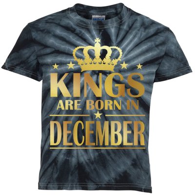 Limited Edition Kings Are Born in December Gold Print Kids Tie-Dye T-Shirt