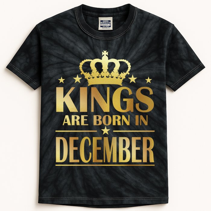 Limited Edition Kings Are Born in December Gold Print Kids Tie-Dye T-Shirt