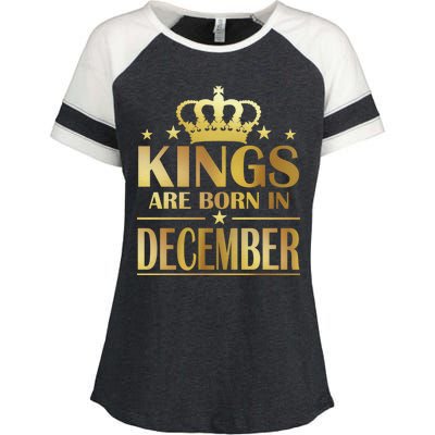 Limited Edition Kings Are Born in December Gold Print Enza Ladies Jersey Colorblock Tee