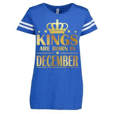 Limited Edition Kings Are Born in December Gold Print Enza Ladies Jersey Football T-Shirt