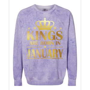 Limited Edition Kings Are Born in January Gold Print Colorblast Crewneck Sweatshirt