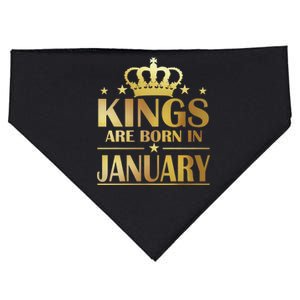 Limited Edition Kings Are Born in January Gold Print USA-Made Doggie Bandana