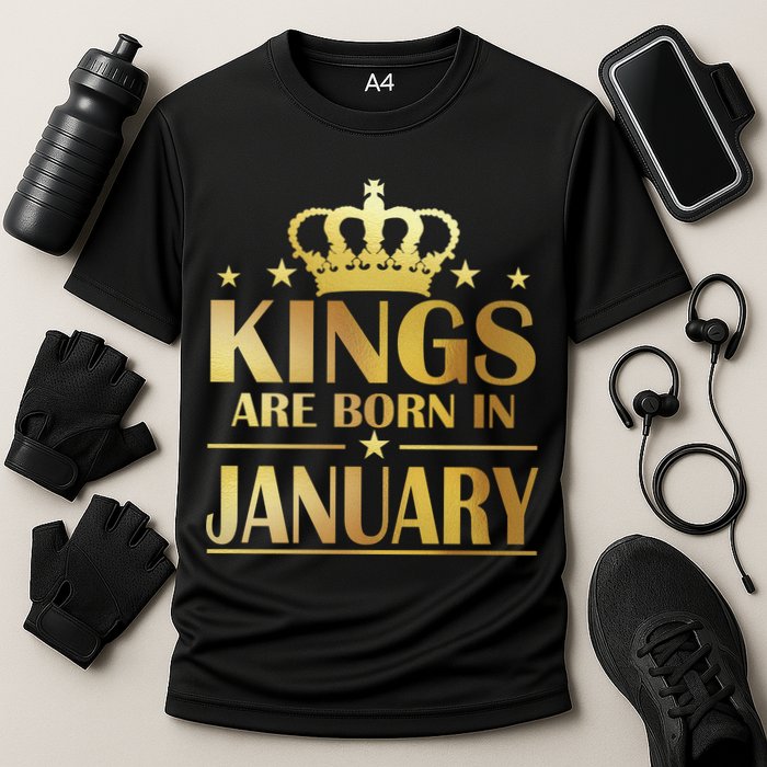 Limited Edition Kings Are Born in January Gold Print Cooling Performance Crew T-Shirt