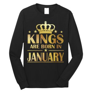 Limited Edition Kings Are Born in January Gold Print Long Sleeve Shirt