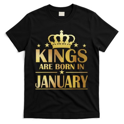 Limited Edition Kings Are Born in January Gold Print T-Shirt
